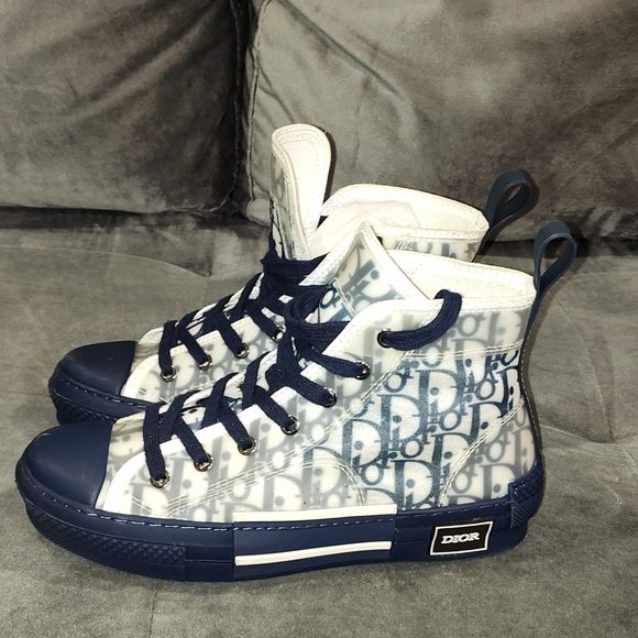 DIOR B23 HIGHTOP SNEAKERS BLUE OBLIQUE - Picture 1 of 12